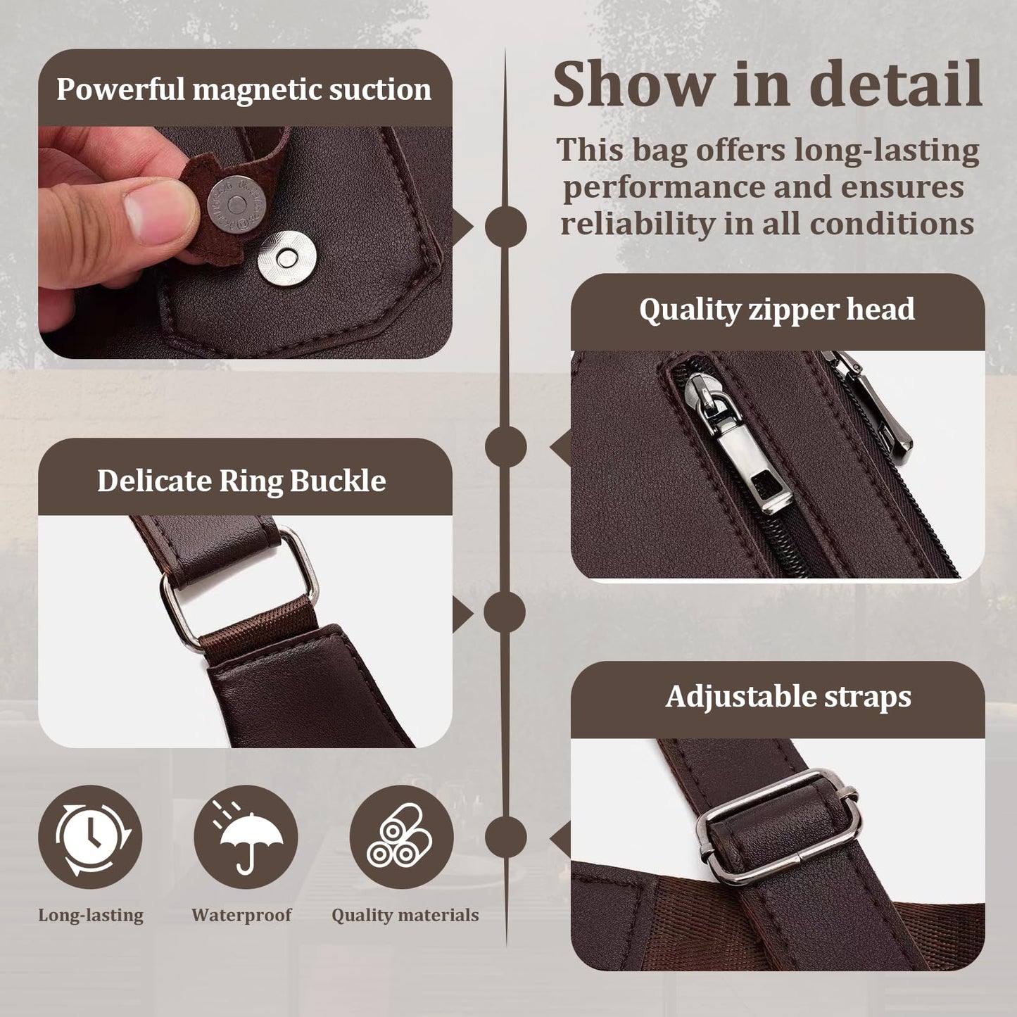 Wshxjzyay Double Shoulder Armpit Bag for Men, Anti-theft Bag with Double Shoulder Straps, Anti Theft Harness for Men Leather, Anti-theft Harness Wallet (Brown)