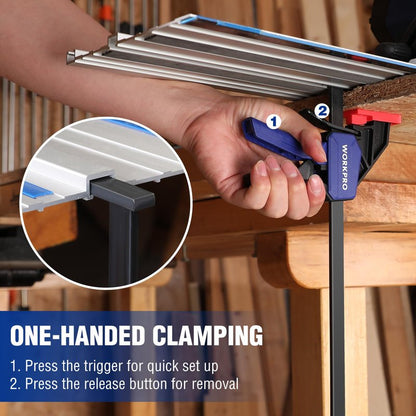 WORKPRO 9" Track Saw Clamps, Quick Release Clamp for Woodworking, Circular Saw Guide Rail System, 150lbs Load Limit x 2-1/2" Throat Depth, 2PC