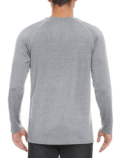 MAGCOMSEN Mens Long Sleeve Shirts UPF 50 Workout Moisture Wicking Quick Dry T Shirts Athletic Fishing Hiking Tee Light Grey,L