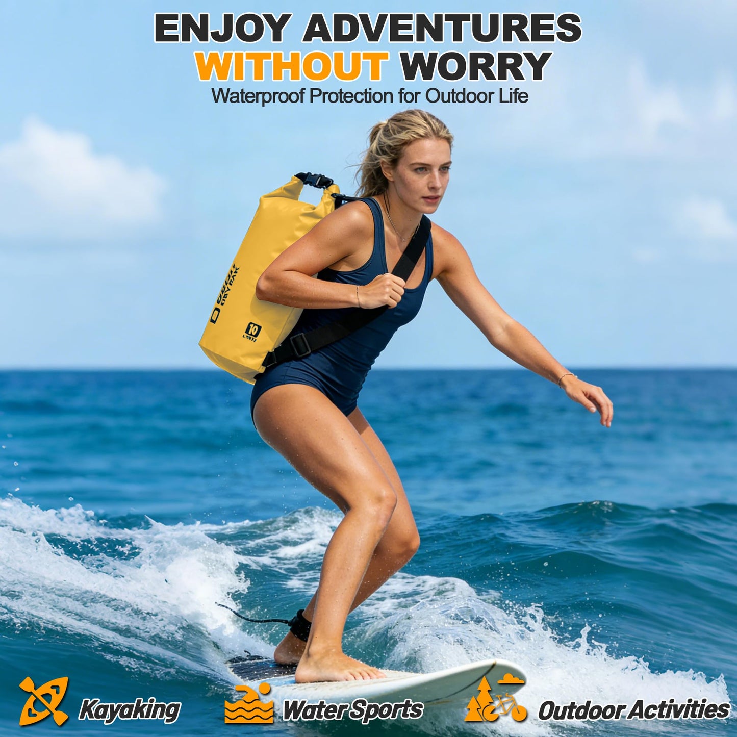 Waterproof Dry Bag, 5L/10L/20L/30L/40L Roll Top Lightweight Storage Backpack with Phone Case for Women & Men, Floating Waterproof Sack for Travel, Swimming, Kayaking, Paddle Board, Camping & Beach
