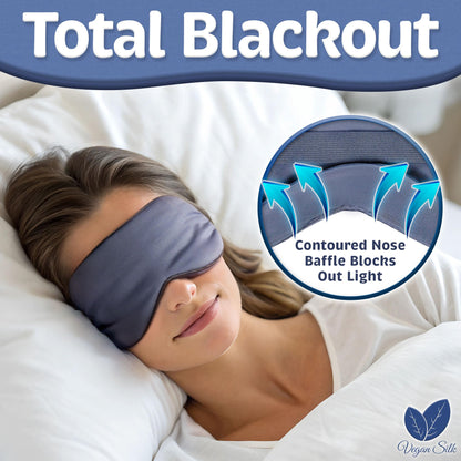 Sleep Mask - Navy Gray, 100% Bamboo Viscose - Eye Mask - Blackout Blindfold for Women & Men - Reusable Eye Cover for Travel - Comfortable, Lightweight & Contoured Sleeping Shades