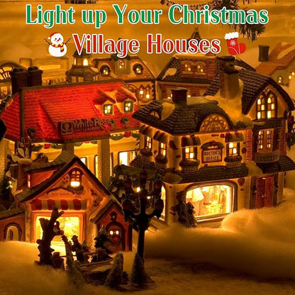 Christmas Village Lights with 5 LED Bulbs, 9ft Accessory Cord with C7 LED Light Bulbs for Halloween Pumpkin, Blow Mold, Christmas Villages Houses, Ceramic Trees, Craft Projects