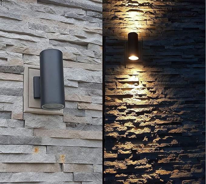 Dusk to Dawn Sensor Outdoor Wall Sconce, Exterior Lighting - ETL Listed, Die-Casting Aluminum Waterproof Wall Mount Cylinder Design - Up Down Light Fixture for Porch, Garage, Garden and Patio