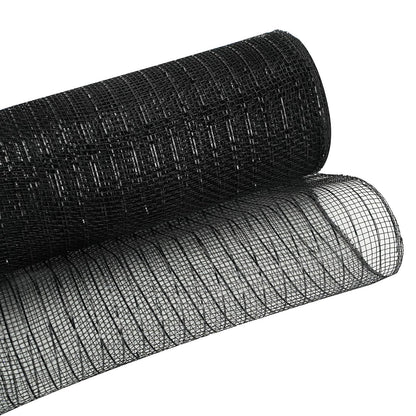 JStnana 4 Rolls Black Deco Mesh Ribbon for Wreath Making Supplies, 10Inch x 30Ft Metallic Burlap Mesh Halloween Deco Mesh Rolls for Thanksgiving Halloween DIY Crafts Wreaths Swags Decorating