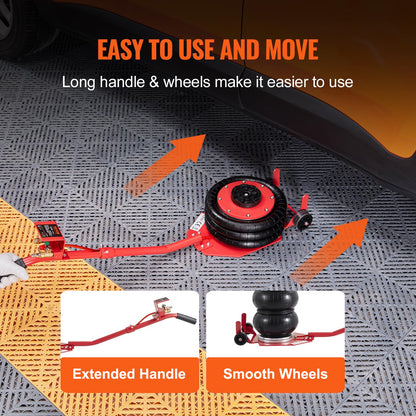 VEVOR Air Jack, 3 Ton/6600 lbs Triple Bag Air Jack, Airbag Jack with Six Steel Pipes, Lift up to 17.7 inch/450 mm, 3-5 s Fast Lifting Pneumatic Jack, with Long Handles for Cars, Garages, Repair, (Red)