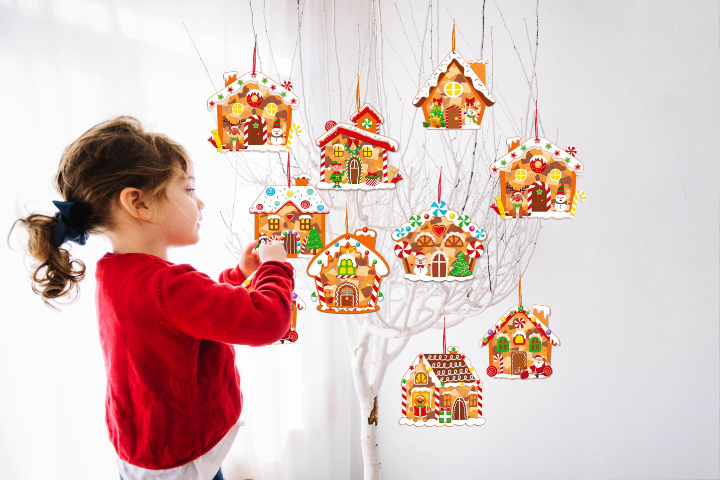 Renbuzhu 40PCS Christmas Crafts Bulk: Gingerbread House Paper Suncatchers DIY Kit for Winter Xmas Holiday Activities Decorations, Window Stained Glass Effect Art Ornaments