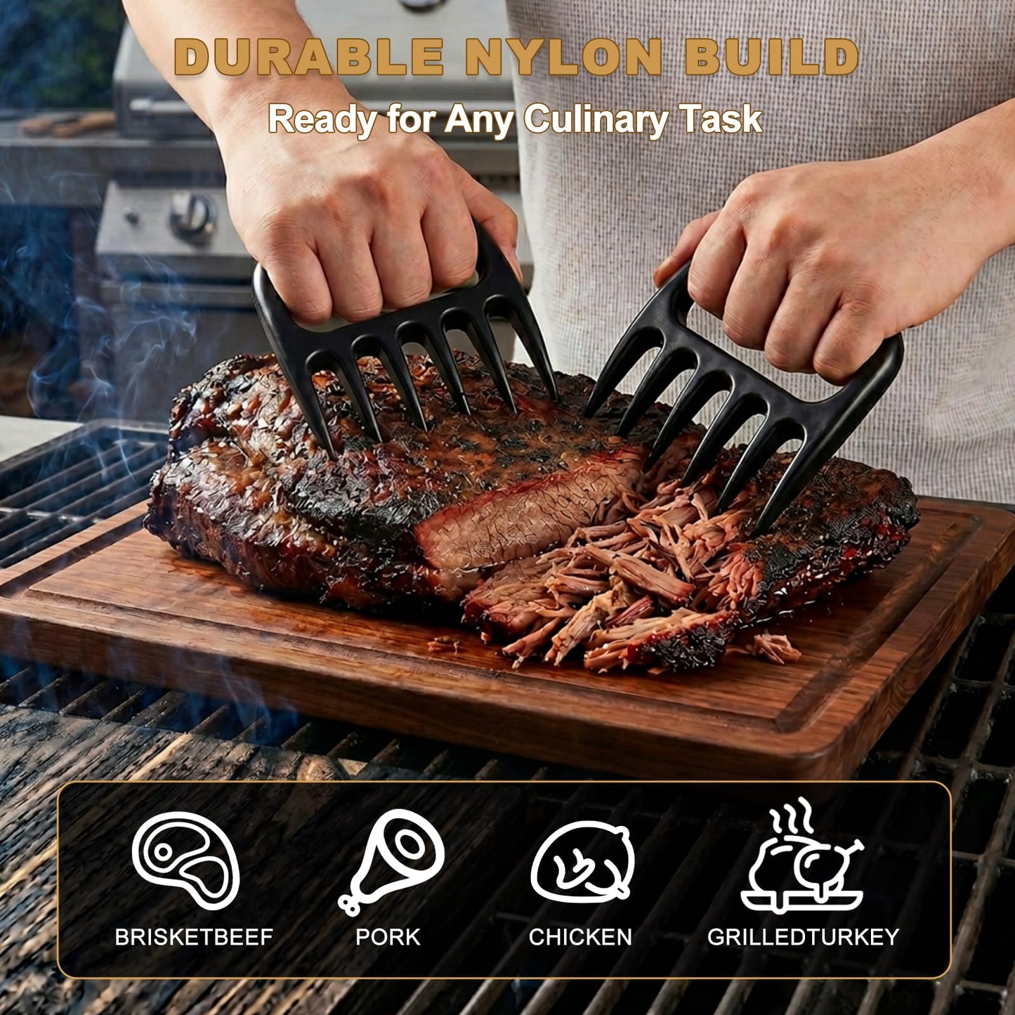 Allinside BBQ Blanket for Resting Meat - Extra Large Insulated Meat Resting Bag with 2 Meat Shredder Claws, 2 Silicone Heat-Resistant Gloves, Greeting Card & Lanyard | Reusable Grilling Accessory