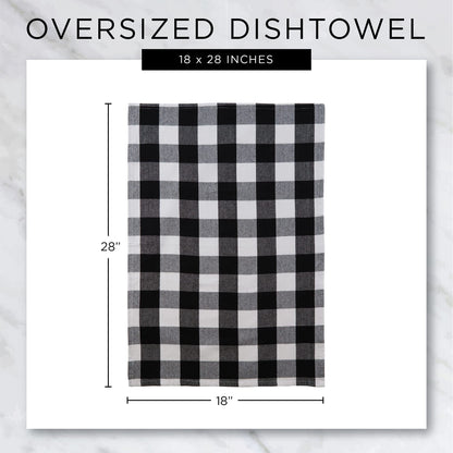 DII Washed Waffle Weave Collection, Dishtowel Set, 18x28, Black Check, 2 Piece
