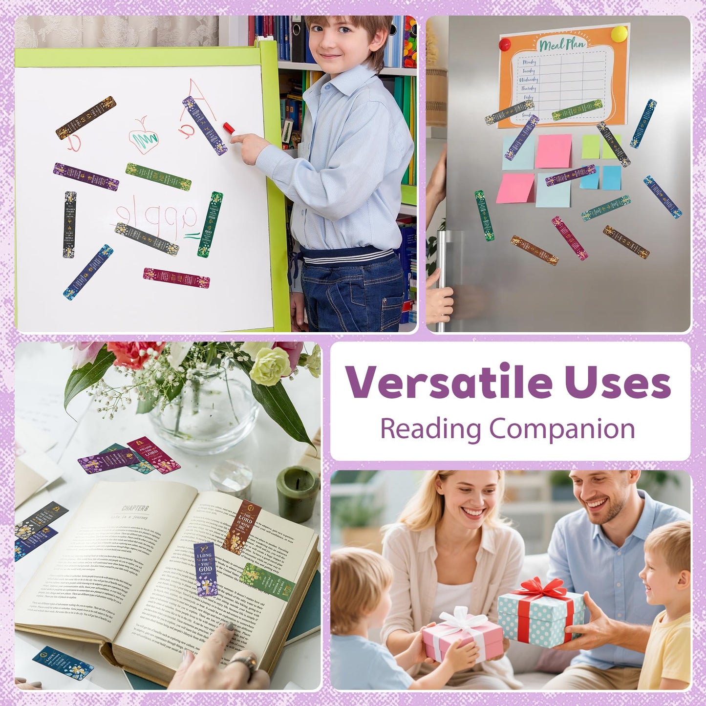 96Pack Magnetic Bookmarks Bible Bookmark Christian Bookmarks Bulk Book Marks for Reading Women Men Adults Kids Book Lovers Gifts, Cute Personalized Religious Magnet Bookmark Clips (Christian)