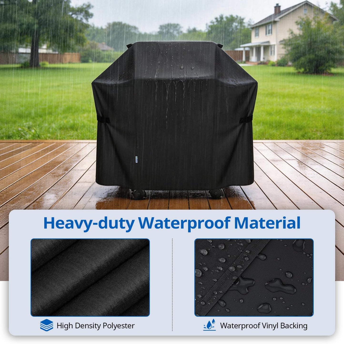 SunPatio BBQ Grill Cover 52 Inch, Outdoor Durable Waterproof Gas Barbecue Cover, Compatible for Weber Spirit 200 and 300 Series, Charbroil and Kenmore Grills, Compared to Weber 7106, 52" x 26" x 43"H