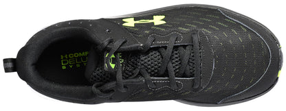Under Armour Men's Charged Assert 10 Shoes, (004) Black/Black/High Vis Yellow, 10.5 X-Wide