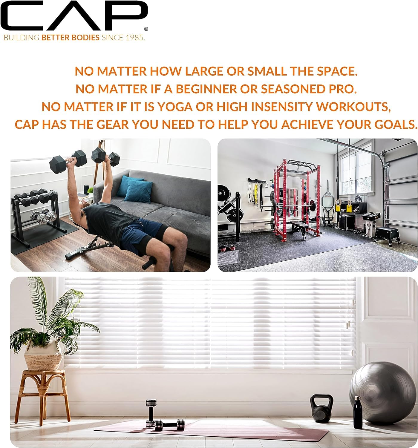 CAP Barbell Rubber Coated Dumbbell Weight Set with Vertical Rack | 100 lb, 150 lb, and 210 lb Options