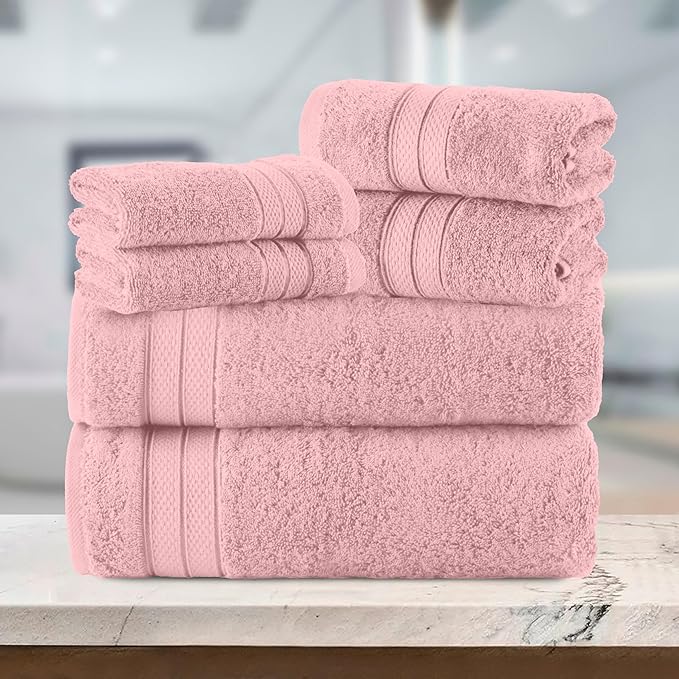 Elegant Comfort Luxury 6-Piece Towel Set, Premium Soft 100% Turkish Cotton