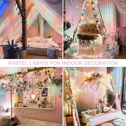 suddus String Lights Indoor Bedroom, 66ft 200 Led Christmas Light Outdoor Clear Wire Connectable, Plug in Fairy String Lights with Remote for Christmas, Party, Easter Decoration, Multicolor