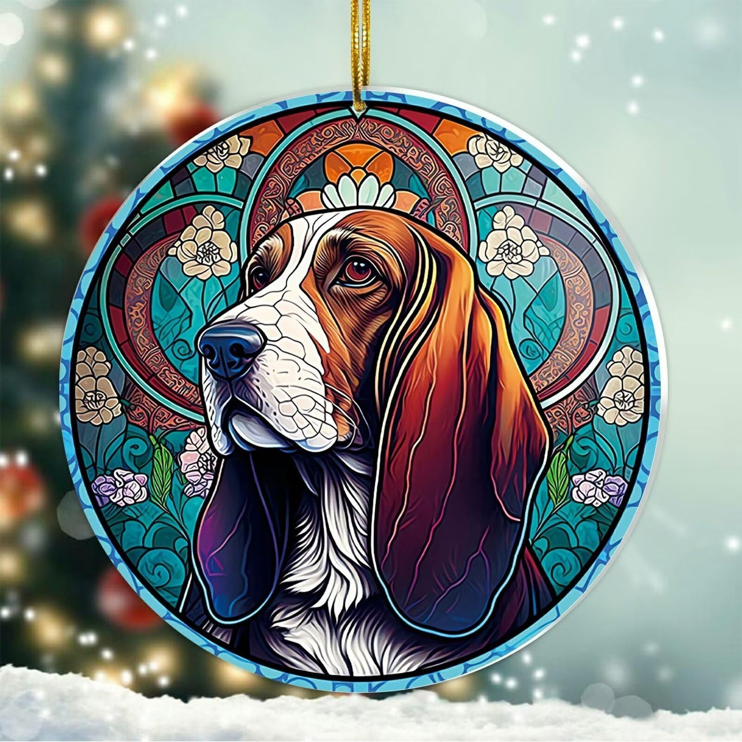 Basset Hound Christmas Ornament - Gifts for Dog Lovers, Christmas Tree Decoration, New Year Keepsake