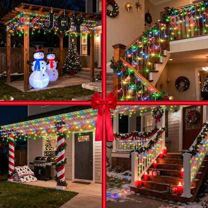 670 LED Christmas Lights Outdoor, 66ft Multicolor String Lights Indoor with 148 Drops 12 Modes, Dimmable Curtain Window Lights, Waterproof Twinkle Fairy Lights with Timer for Christmas Decorations