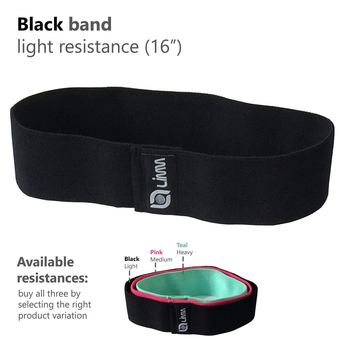 Fittest Pro by Limm Resistance Bands for Legs and Butt, Fabric Exercise Loop Bands Yoga, Pilates, Rehab, Fitness and Home Workout, Strength Bands for Booty