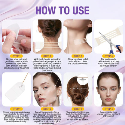 2026 Face Neck Lift Tape Invisible Wrinkle Smoothing & Skin Tightening Waterproof Anti-Aging Lift Sticker for Sagging Skin/DoubleA Chin/Jowls Say goodbye to wrinkles 8 Bands + 38 Patches Kit