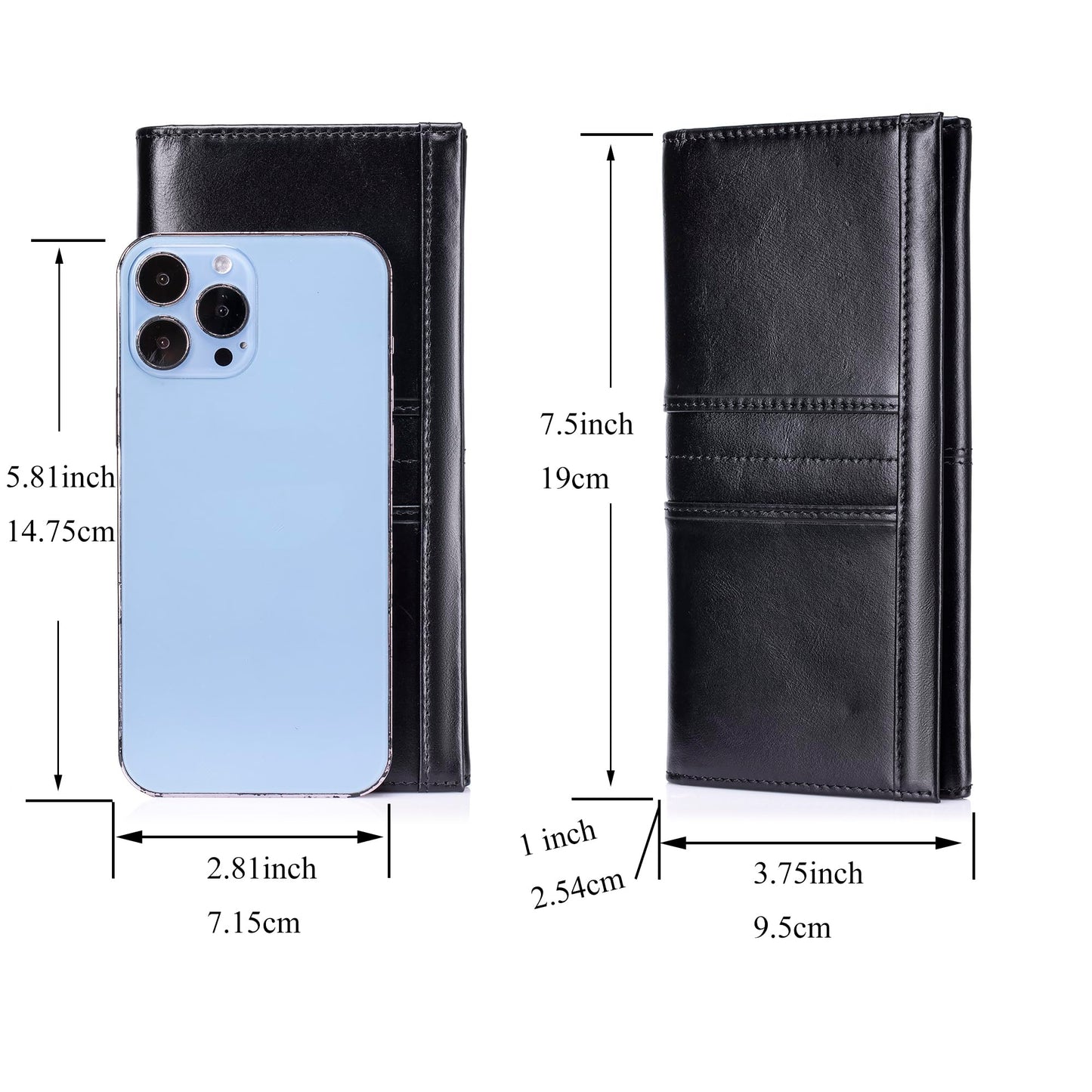 LUKZIJAES Wallets for Women Slim Long RFID Blocking Ladies Genuine Leather Bifold Wallet Womens with ID Window Coin Pocket (#1-Black)