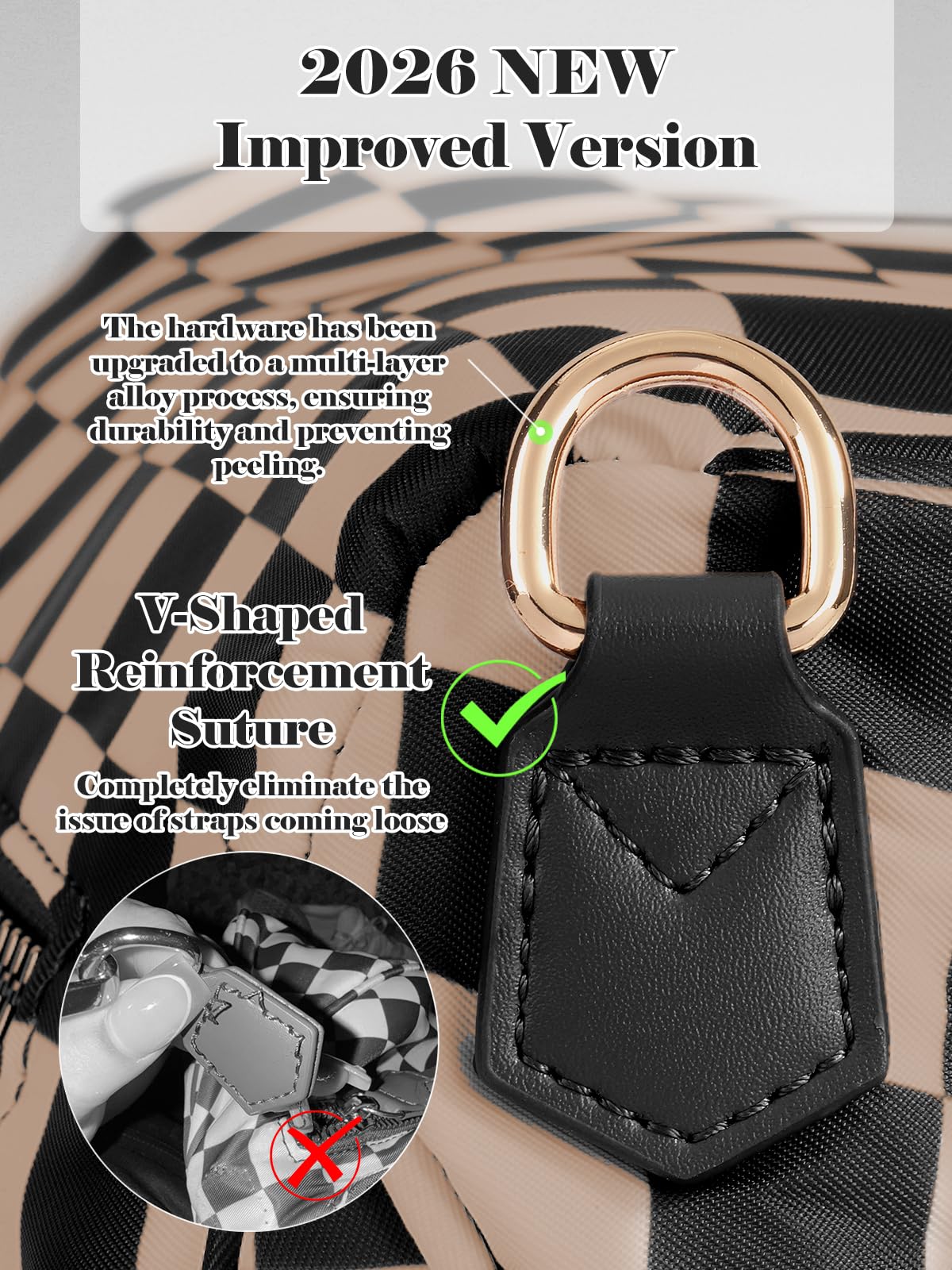 Black and White Checkered Crossbody Bum Bag for Women,Spacious Checkered Purse Fanny Packs Belt Bag Sling Bag with Shoulder Strap (khaki Checkered)