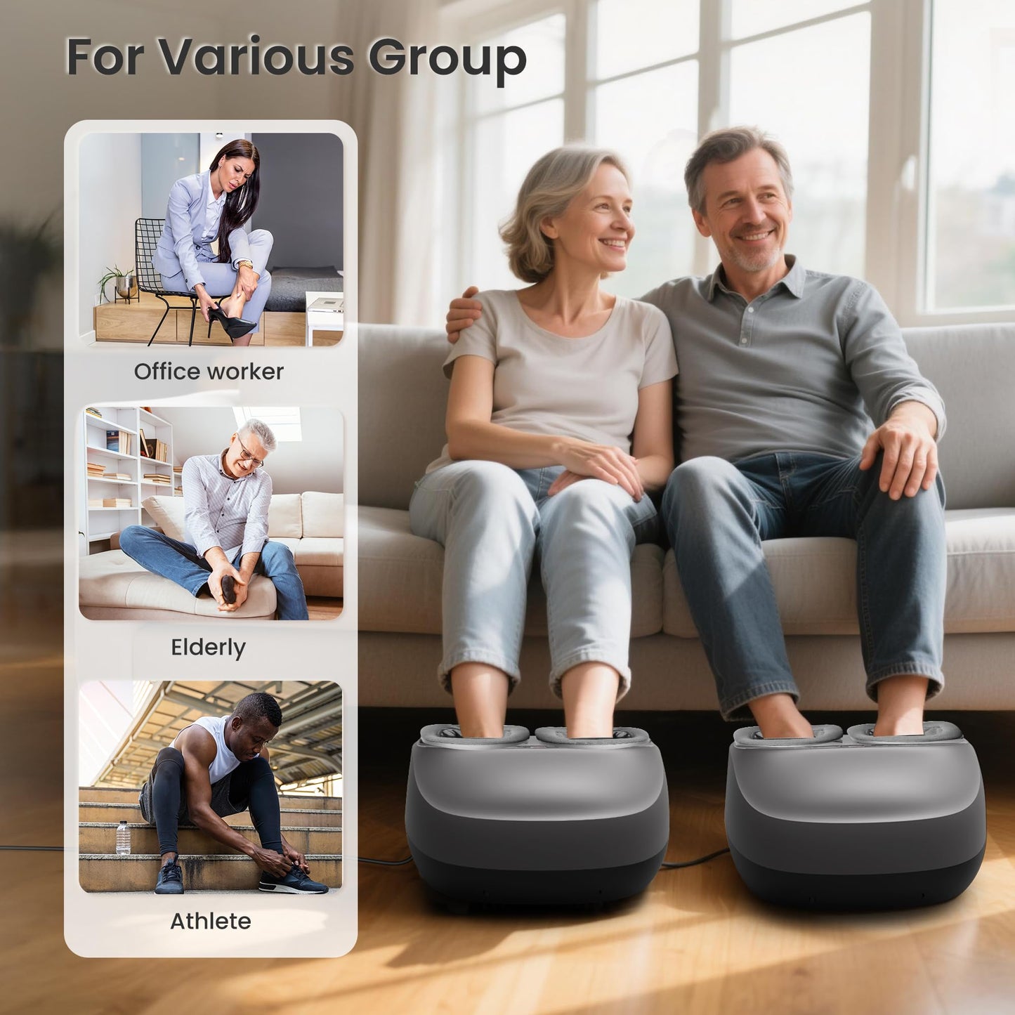 COMFIER Foot Massager with Heat,Kneading,Vibration,Compression,Pause Function,Shiatsu feet Massager for Plantar Fasciitis Neuropathy, Gifts for Him/Her,Remote Control,Size 13