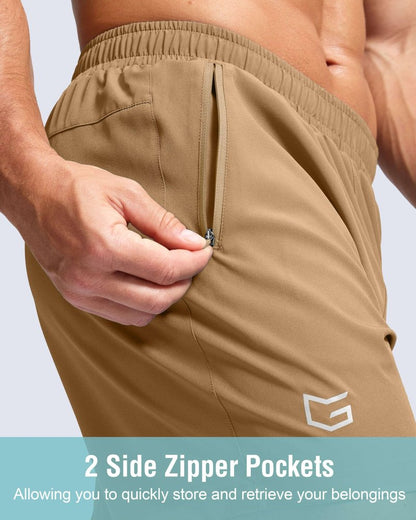 G Gradual Men's Athletic Running Shorts with Zipper Pockets Quick Dry 7"/ 5"/ 9" Workout Gym Shorts for Basketball Hiking(Dark Khaki,7XXXL)