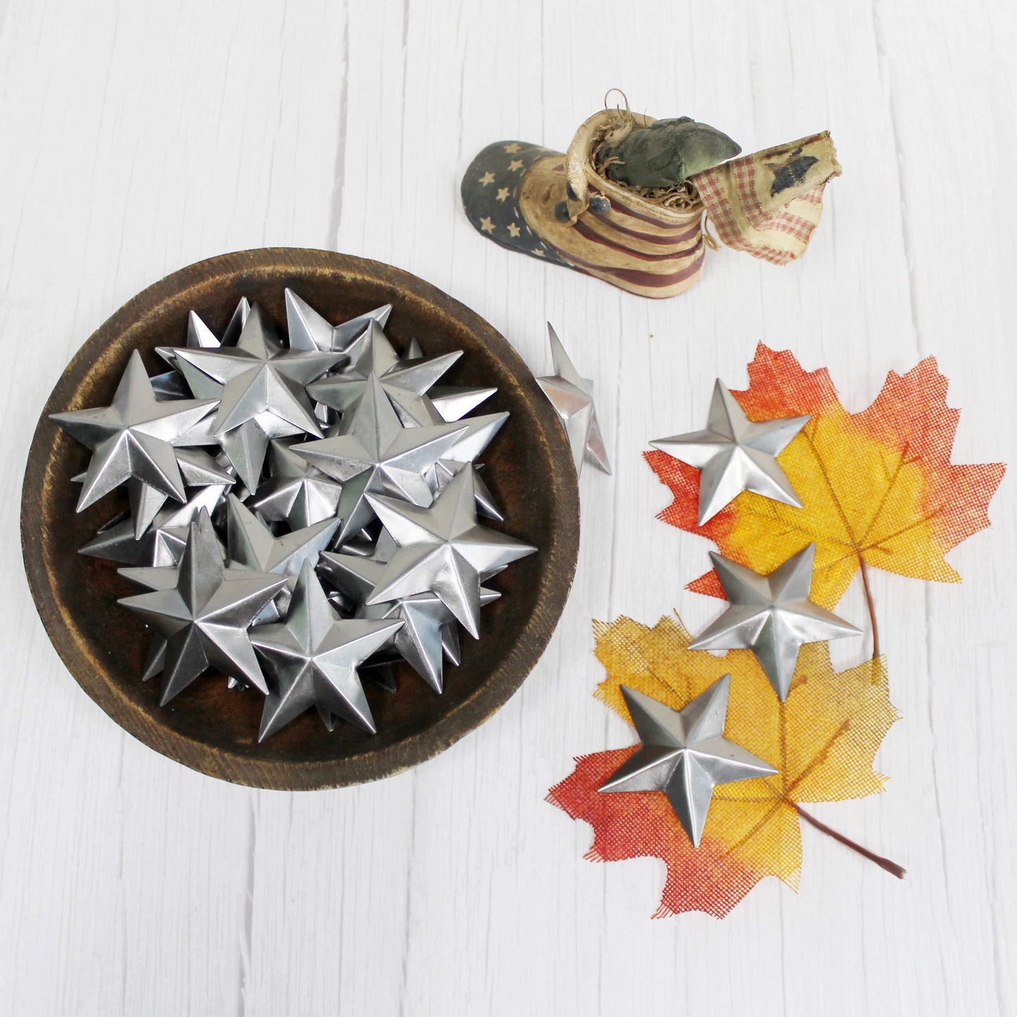 ARTGIFTHOU Galvanized Silver Stars Decor. Primitive Small Metal Barn Star for Crafts Decorative Accents, 2.75 Inch, Set of 55 PCS