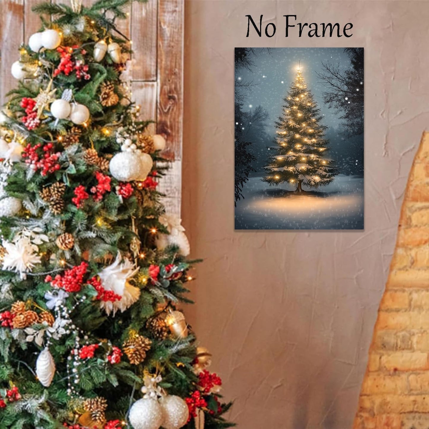 Lauximart Winter Pine Forest Christmas Wall Art Rustic Landscape North Prints Vintage Christmas Wall Art Snowy Landscape Art Scene Winter Aesthetic Poster Rustic Tree Print 16x24inch No Frame