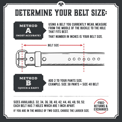 Main Street Forge All American Leather Belt | Made in USA | Men's Heavy Duty Work Belt | Brn-36