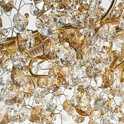 Modern Crystal Tree Branches Chandeliers Gold Luxury Round Raindrop Pendant Light Fixture 12 Light Ceiling Hanging Light for Dining Room Bedroom Living Room Entryway