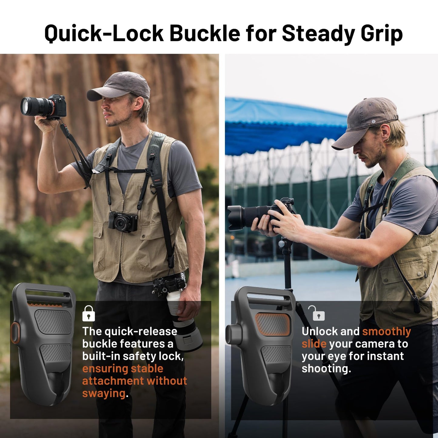 PGYTECH Camera Strap Master, Dual Shoulder Harness for 3 Cameras, 60mm Leather Ergonomic Shoulder Pad, Adjustable Camera Harness for Professional Photographers, DSLR/Mirrorless Camera Straps, Black