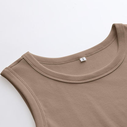 ANRABESS Womens Sleeveless High Neck Tank Tops Fashion Summer Casual Basic Slim Fit Ribbed Racerback Top Shirt Clothes Light Coffee-L