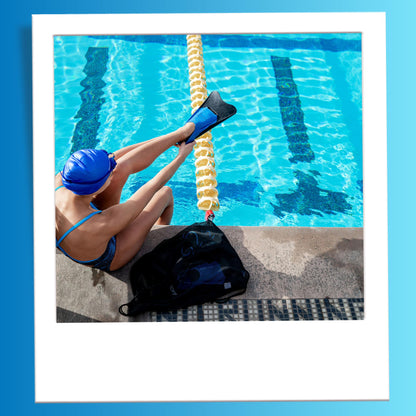 Sporti Adult-Kids Short Swim Fins, Floating Fin for Swimming & Snorkeling, Swim Flippers for Training - Blue/Blue - M 13-14 / W 14-15