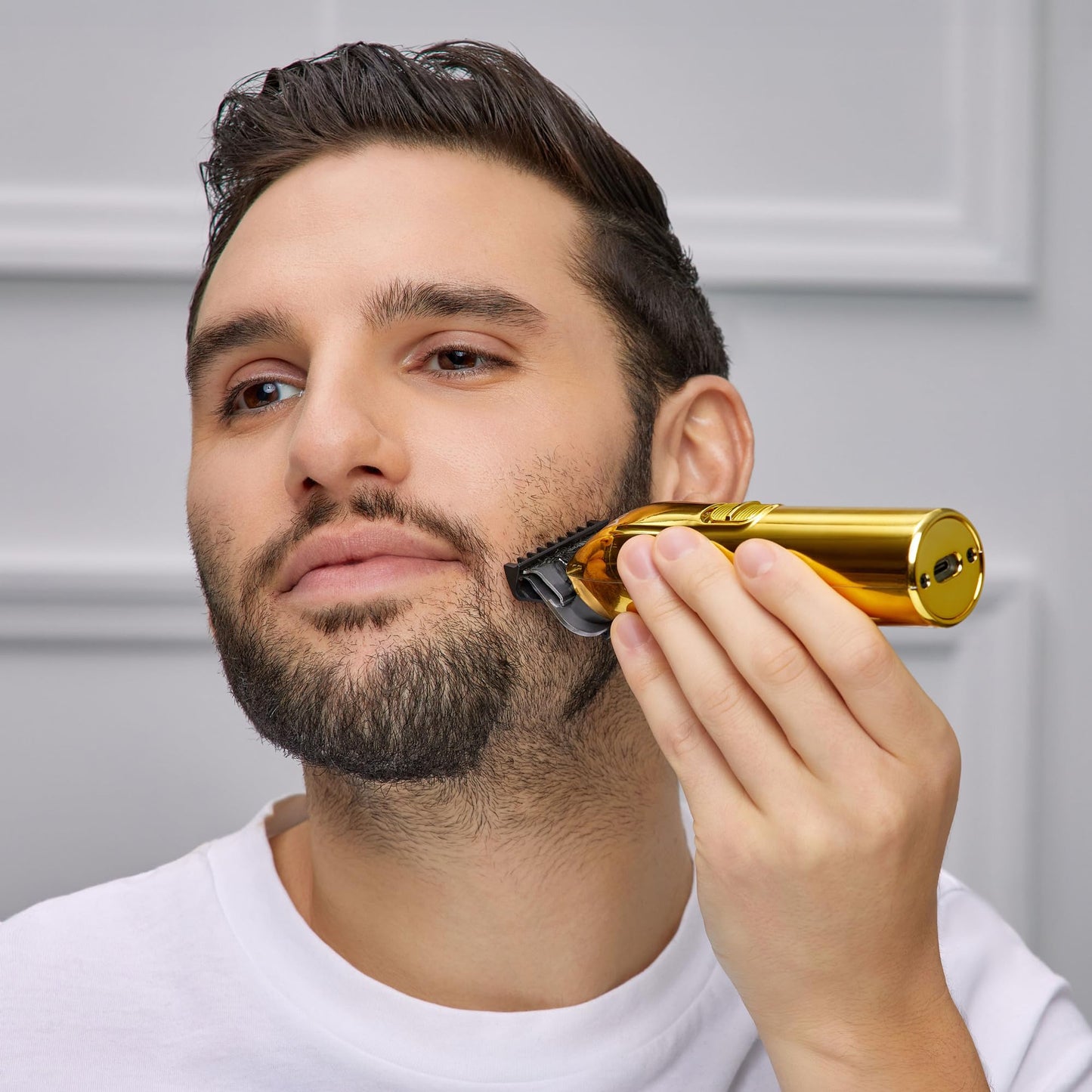 KISS Precision Blade Cordless Trimmer with Stainless Steel T-Blade, Powerful High-Torque, High-Speed Motor, 3 Blade Guard Attachments & Blade Cover, USB Cable & Long-Lasting Lithium Ion Battery