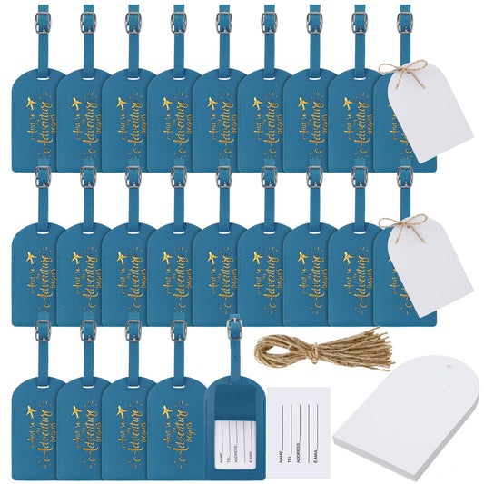 Amylove Bulk Wedding Favors Luggage Tags Gifts, and So the Adventure Begins Luggage Tags for Guests Bridal Gifts, 24 Pack (Light Blue)