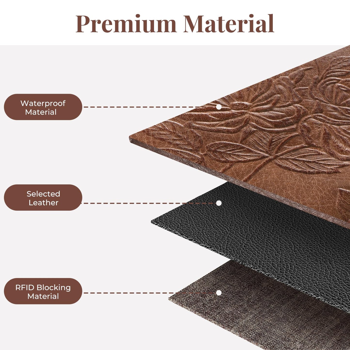 FORUWISH Wallet Women RFID Credit Card Holder Embossed Vegan Leather Large Capacity Brown Wristlet Wallets for Women