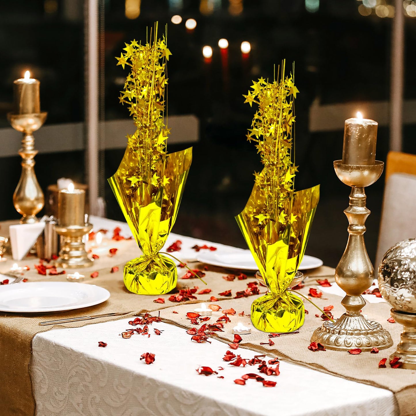 6 Pcs Gold Table Decorations Metallic Foil Spray Centerpiece Star Table for Party Birthday Wedding Anniversary Graduation Holiday Supplies Decor New Years