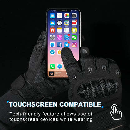 WTACTFUL Touchscreen Motorcycle Tactical Gloves for Men for Airsoft Paintball Cycling Motorbike MTB Bike ATV Hunting Hiking Riding Work Outdoor Sport Work Gloves Black Small