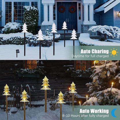 Christmas Solar Pathway Lights, Solar Tree Lights with Stake Landscape Lights Outdoor Waterproof Christmas Decorative Lights for Garden Yard Lawn Patio Walkway, 5 Pack