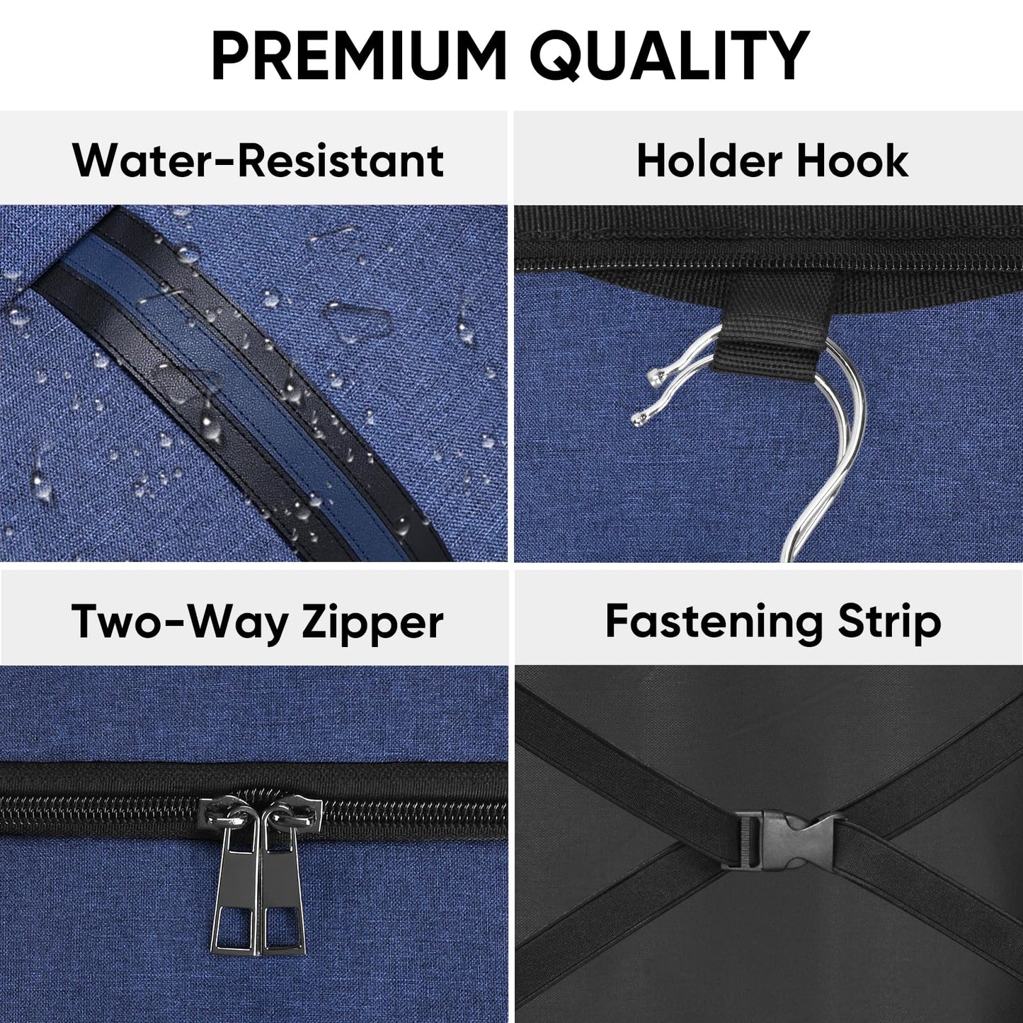 BALEINE Travel Garment Bag, Travel Suit Bag for Men, Water Resistant Carry on Garment Bag for Hanging Clothes, Garment Duffel Bag for Travel Business (Blue)