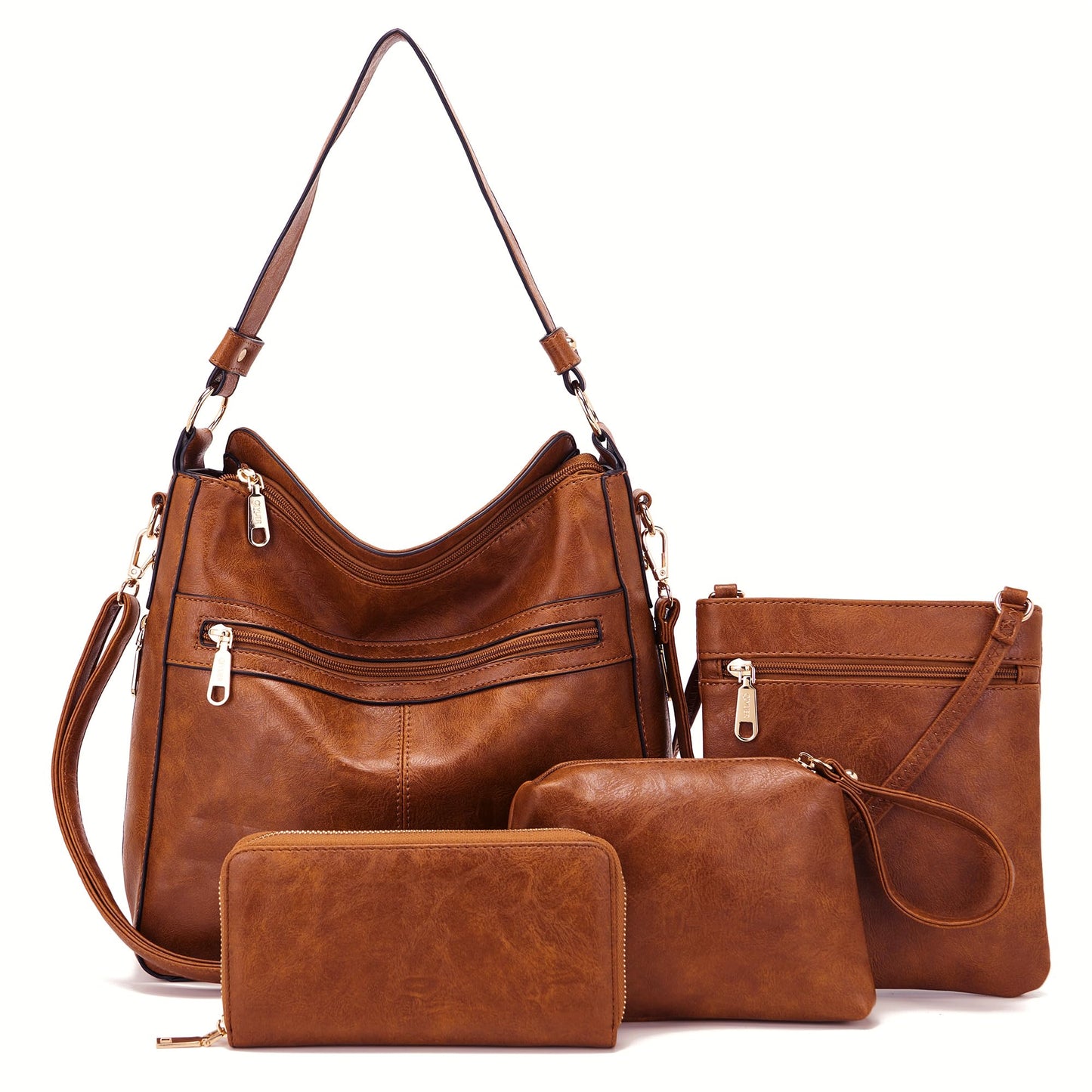 Purses For Women Handbags And Wallet Set Large Hobo Crossbody Bag Ladies Purse Totes 4 PCS Brown