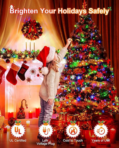 LED Christmas Lights, Extra Long Outdoor String Lights Waterproof, Timer & Memory, 8 Modes Dimmable Plug in Fairy for Outside Tree Wedding Patry (Multicolor, Total 710FT 1800 LED)