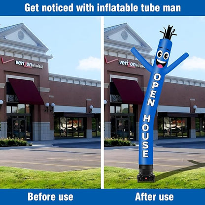 10FT Tall Inflatable Tube Man Open House Wacky Wavy Dancing Guy with 3/4 HP Weather-Resistant Blower (12''Diameter) for Outdoor Decoration Advertising Business Promotion - Blue