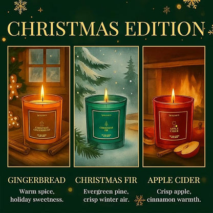 Christmas Fir Candle, 10oz Soy Scented Candle for Home, Christmas Birthday & Holiday Gifts for Women & Men, Long Lasting 50+ Hour Clean Non-Toxic Burn, Elegant Winter & Christmas Festive Home Decor