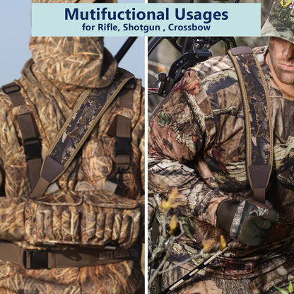 EZshoot Rifle Sling Shotgun Sling with Swivels, Gun Sling Comfortable Neoprene Padded, Two Point Sling Rifle Strap Shoulder Length Adjustable for Outdoors Camo Khaki
