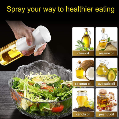 Oil Sprayer for Cooking - Olive Oil Mister Spray Bottle for Cooking - 6.7 fl.oz - Air Fryer Accessories - Refillable Glass Dispenser for Kitchen
