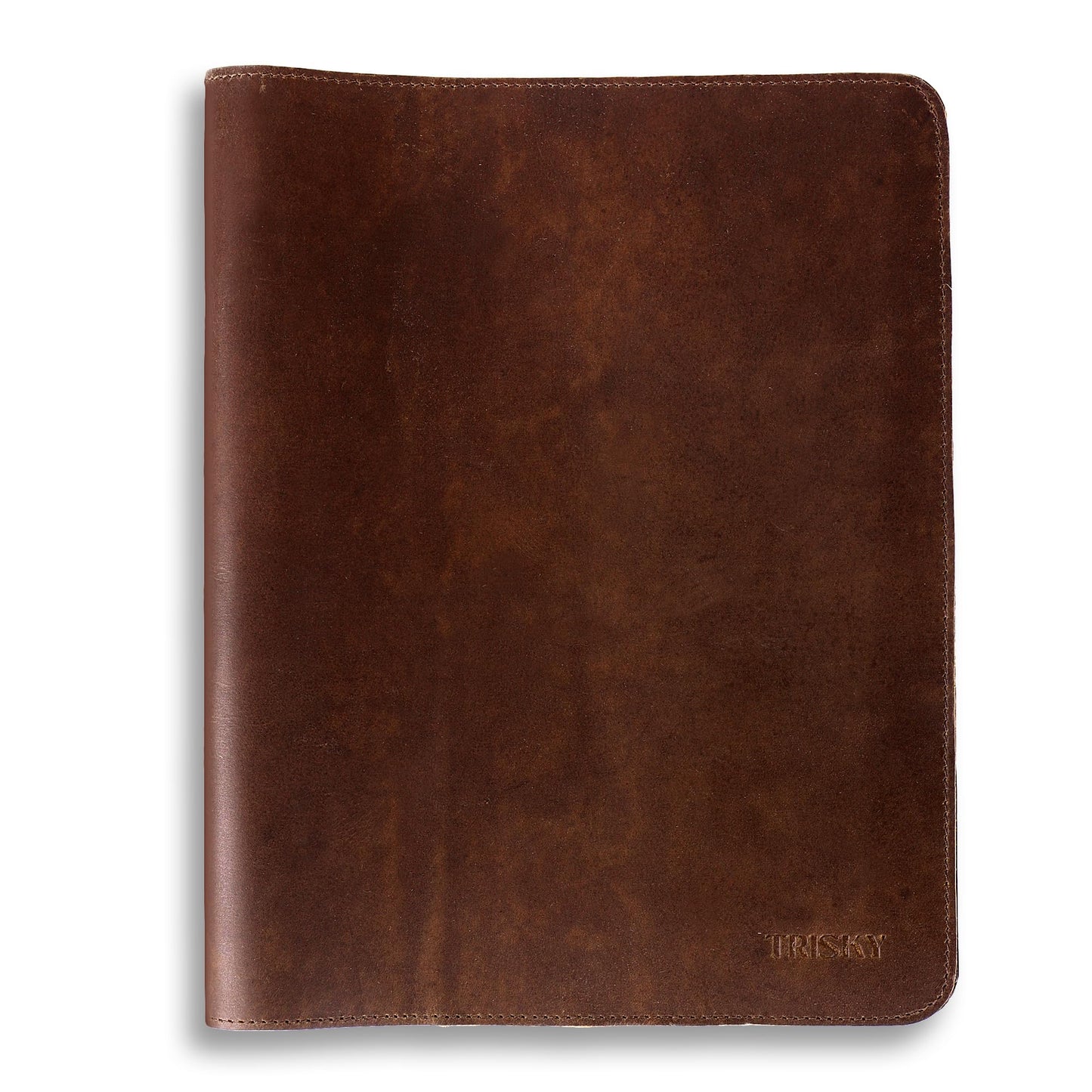 TRISKY Heavy Duty Full Grain Leather Journal Cover, Notebook Holder, Organiser, Refillable Cahier Journals, Refillable For Spiral Notebook, Handmade Leather Notebook Cover (Brown, 12x9.5 inch)
