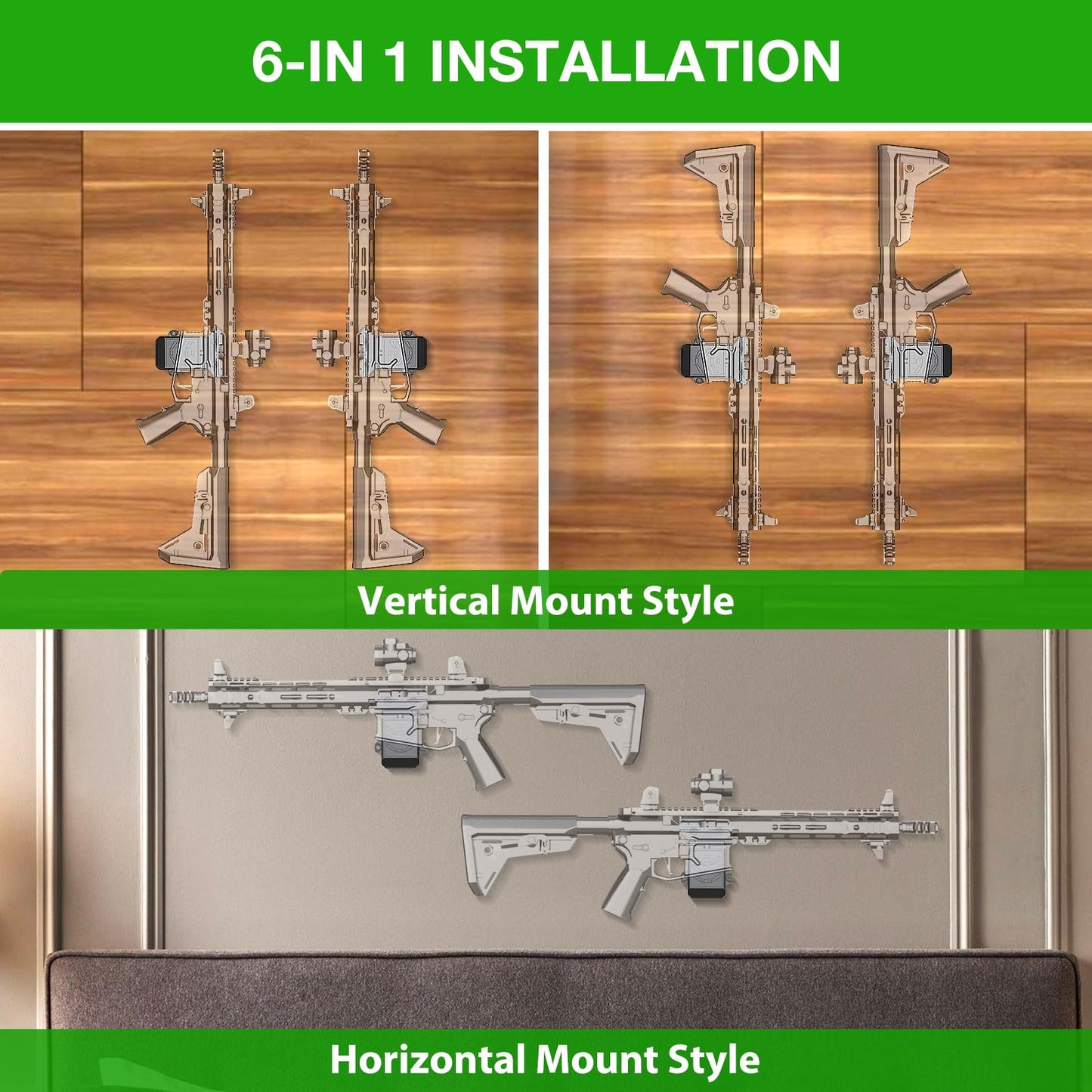 ANTREEMAG 2 Pack Gun Wall Mount with Dual Magazine Holders for PMAG, AR Wall Mount & .223/5.56 Ammo Fits Gun Room Vehicle Hunting Lodge Basement, Vertical or Horizontal Storage