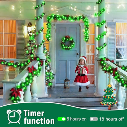 SAUIRS 197FT 500 LED Christmas Lights Outdoor String Lights with 8 Modes Timer Waterproof Fairy Light Plug in for Outside Indoor Party Xmas Palm Tree Yard Wedding Decorations(Green)