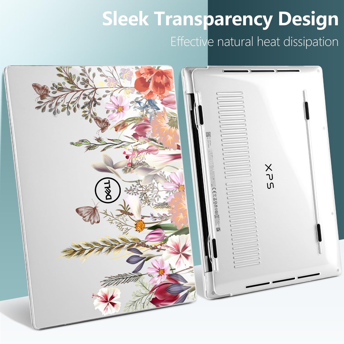 Batianda Case for 2024 Dell XPS 13 Laptop Copilot+ PC 13.4" Display Model Number 9345/9350, Lovely Ultra-Slim Lightweight Scratch-Resistant Hard Cover with Professional Protection, Flower Field